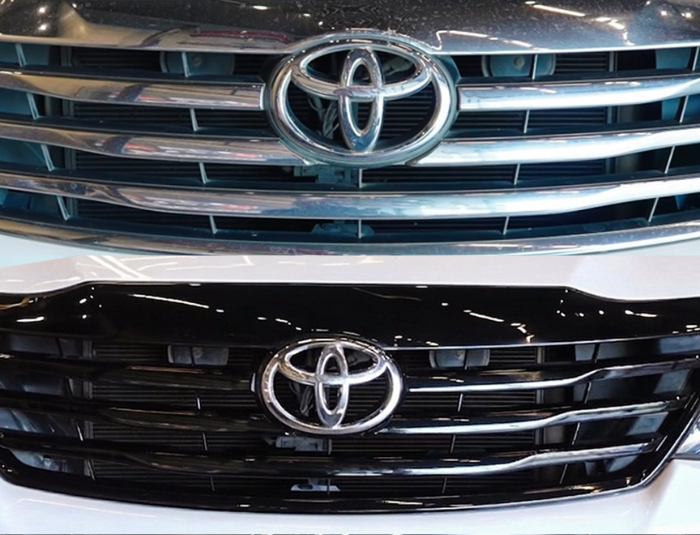 Toyota Fortuner exterior dechroming service by Autostarke in Kerala