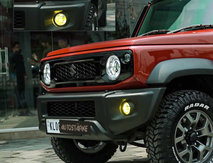 Maruti Suzuki Jimny with DRL and G-Wagon-style rear lighting customization in Kerala