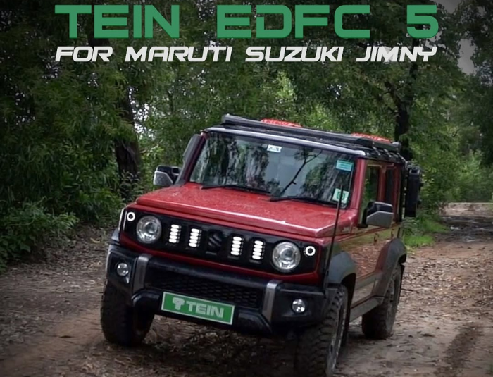 Maruti Suzuki Jimny with green TEIN suspension springs and TEIN EDFC 5 controller installed by Autos
