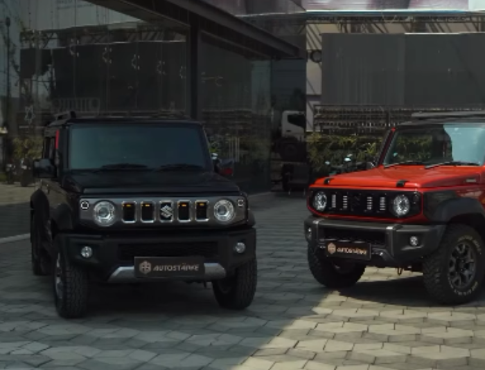 Maruti Jimny with LED fog lamps, front DRL and G Wagon-type tail lights by Autostarke